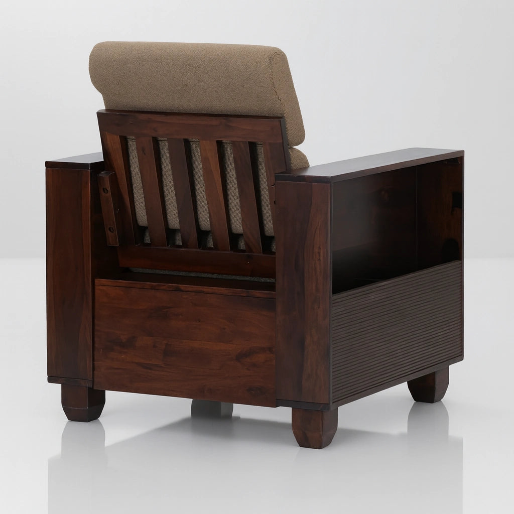 Aryvara Sheesham Wooden Single Seater Sofa with cushion