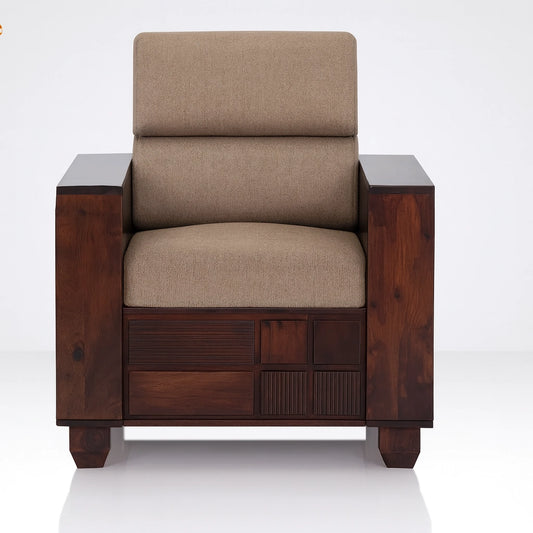 Aryvara Sheesham Wooden Single Seater Sofa with cushion