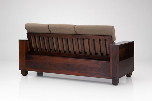 Aryvara Sheesham Wooden 3 Seater Sofa with cushion