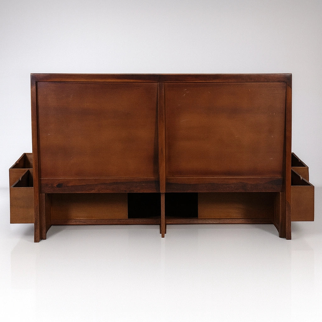 Niwar Solid Wood King Sheesham Storage Bed with Drawers