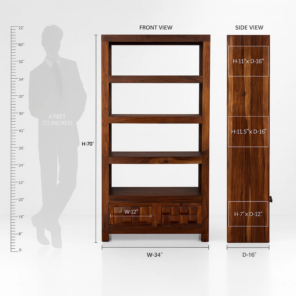 Niwar Solid Wooden Bookshelf