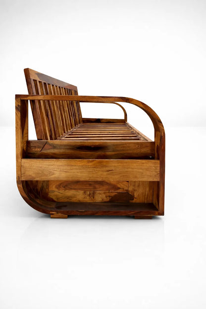 Param Sheesham Wooden 3 Seater Sofa