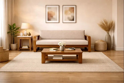 Param Sheesham Wooden 3 Seater Sofa