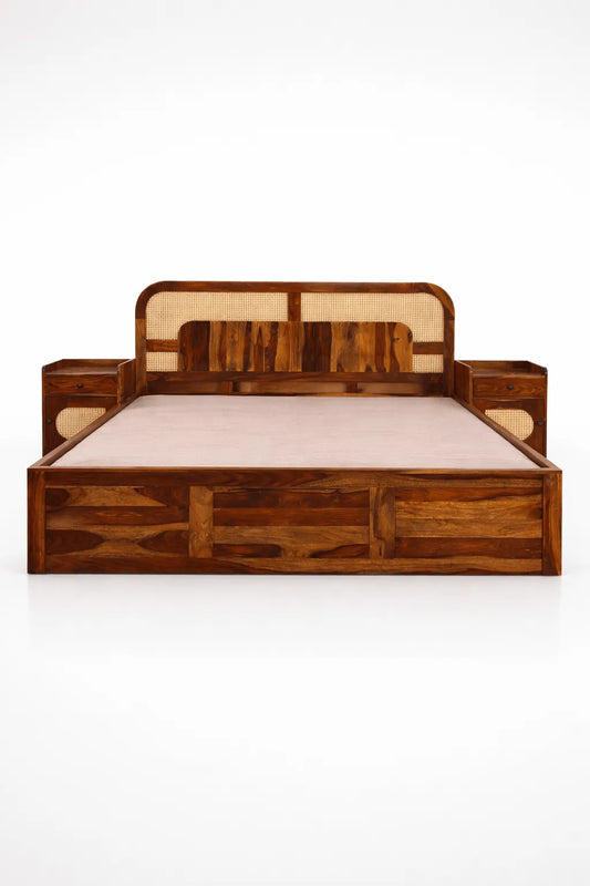 Siya Sheesham Wooden Queen Size Bed With Box Storage