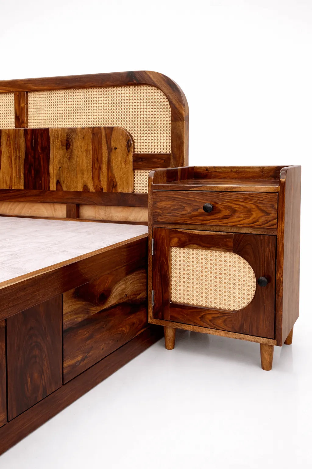 Siya Sheesham Wooden King Size Bed With Box Storage