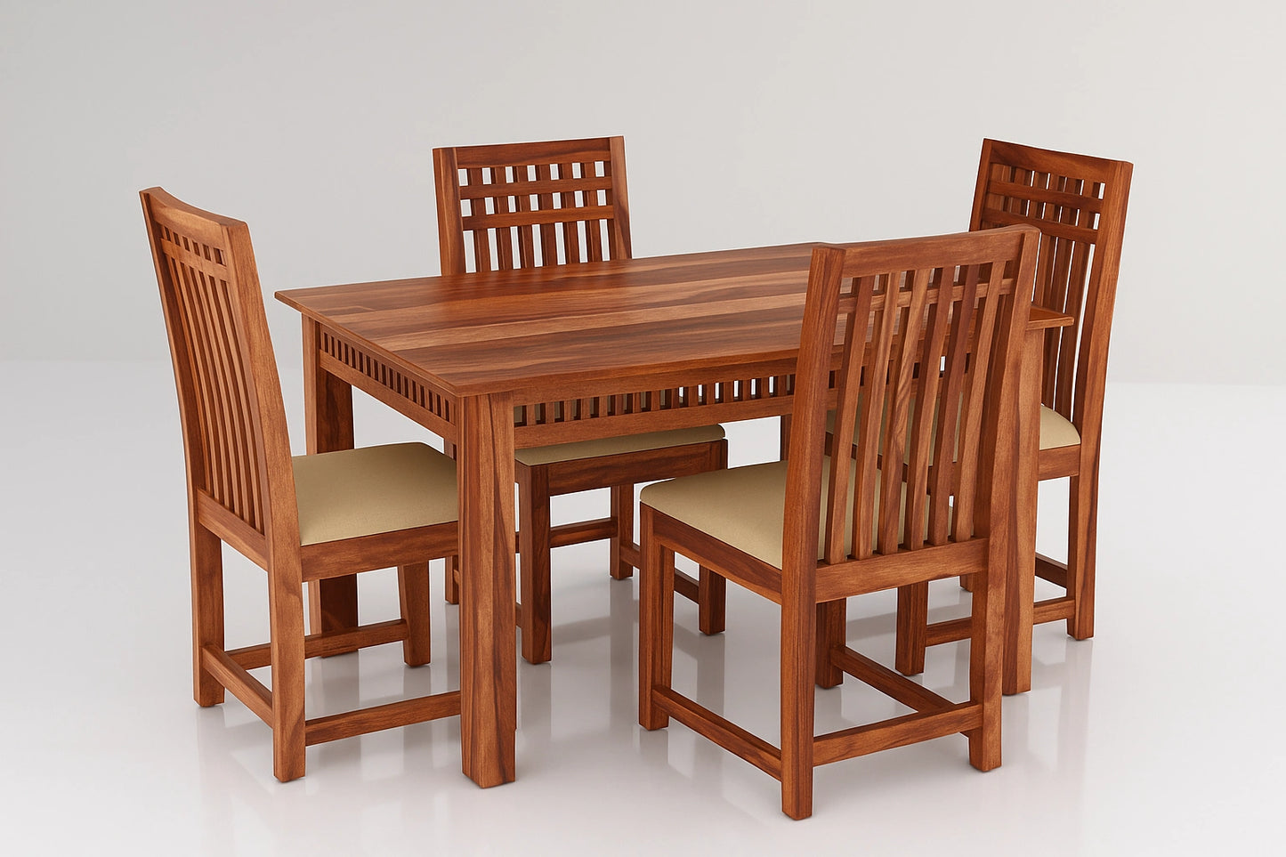 Adolf Wooden Compact Dining Table 4 Seater Set