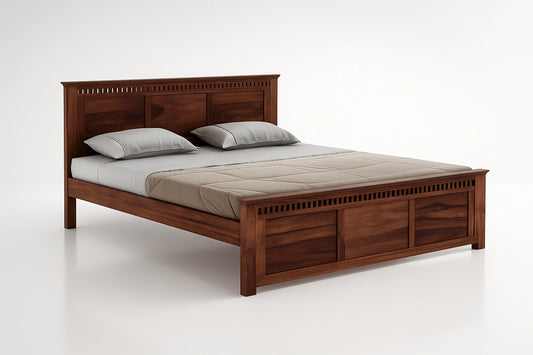 Adolf Sheesham Wooden Queen Bed Without Storage