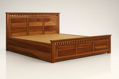 Adolf Sheesham Wooden Queen Bed With Hydraulic Storage