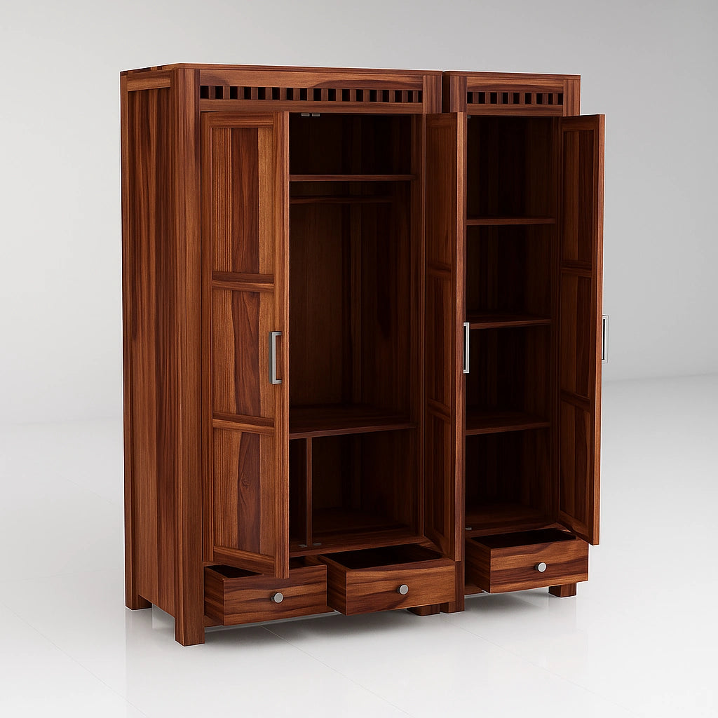 Adolf Wooden 3 Door Multi-Utility Wardrobe