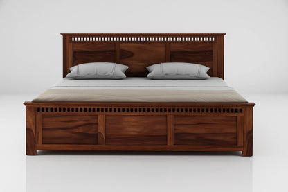 Adolf Sheesham Wooden King Bed with Side Storage
