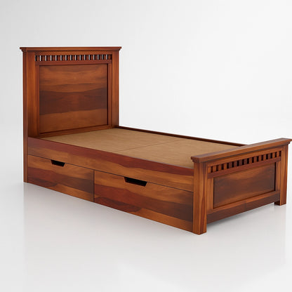 Adolf Wooden Single Bed with storage