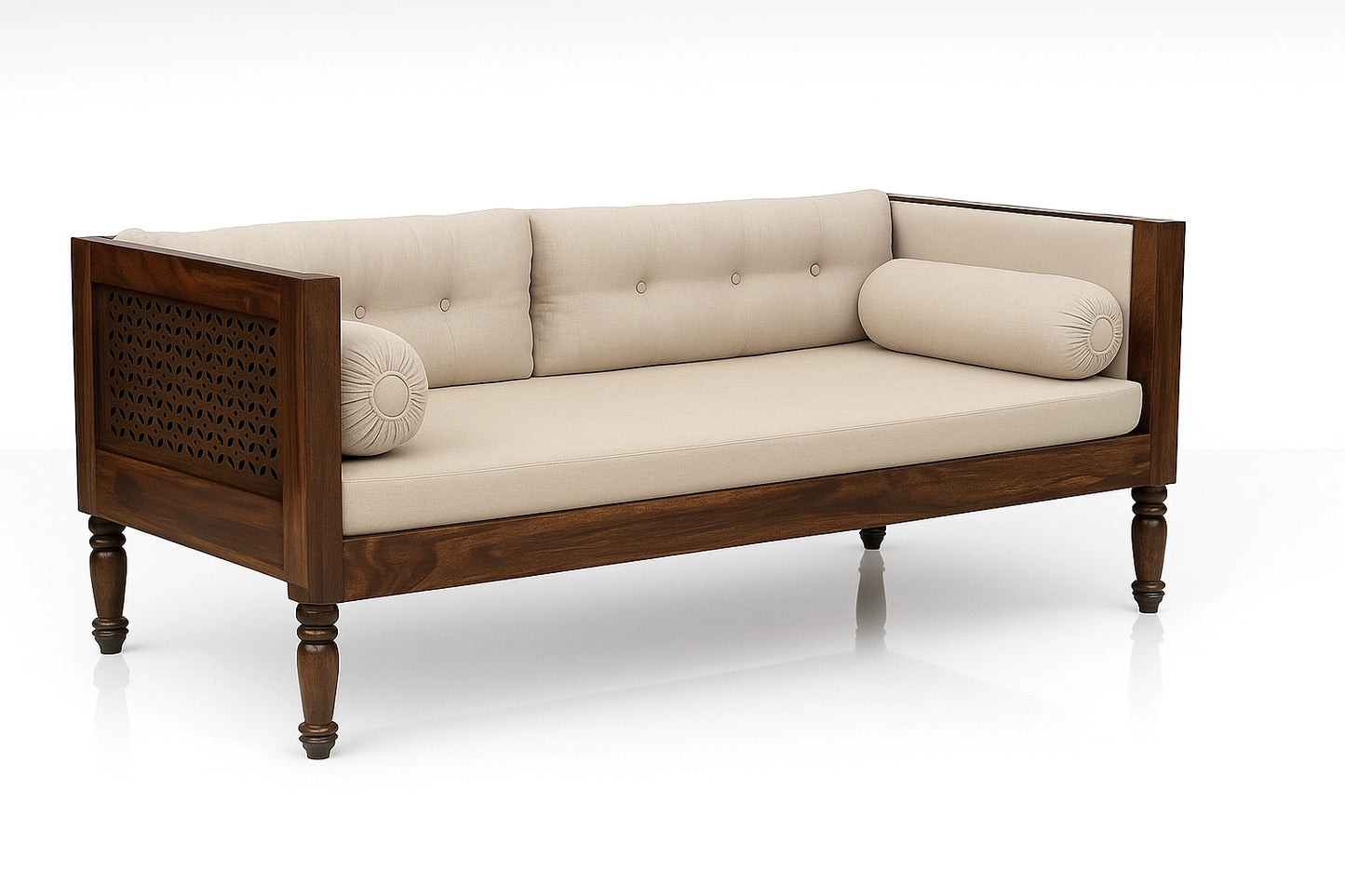 Roots Sheesham Wooden 3 Seater Sofa