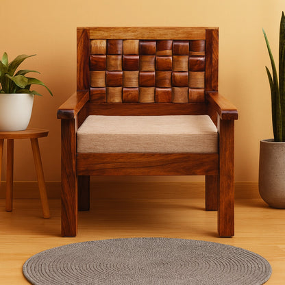 Niwar Sheesham Wooden 1 Seater Sofa
