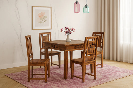 Niwar Wooden Dining Table 4 Seater Set