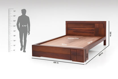 Aryvara Sheesham Wooden Queen Bed