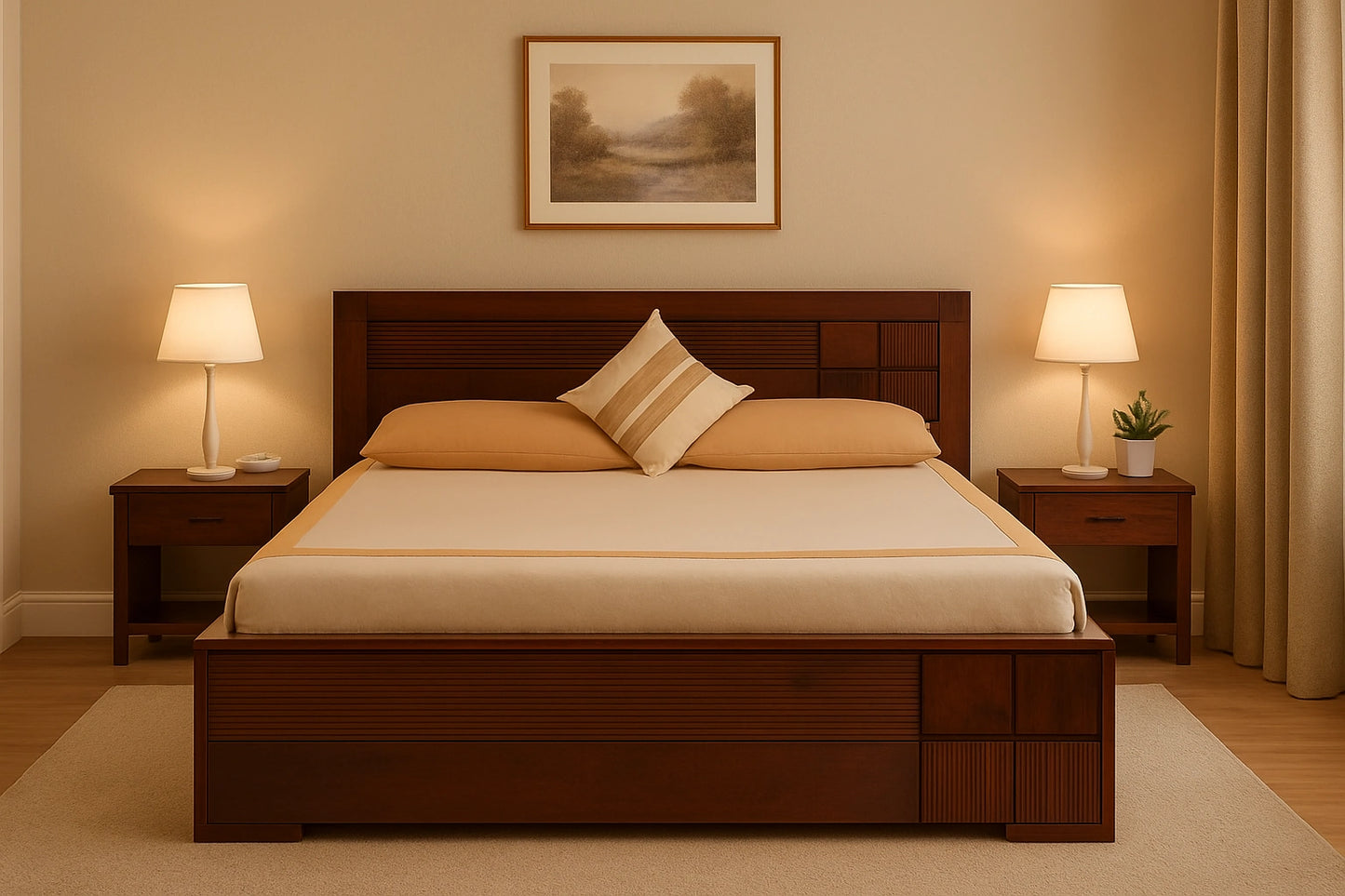 Aryvara Sheesham Wooden Queen Bed