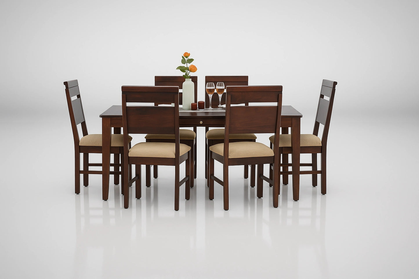 Aryvara Wooden Dining Table 6 Seater Set