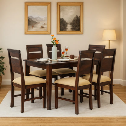 Aryvara Wooden Dining Table 6 Seater Set