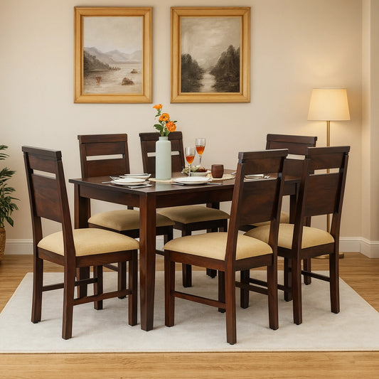 Aryvara Wooden Dining Table 6 Seater Set