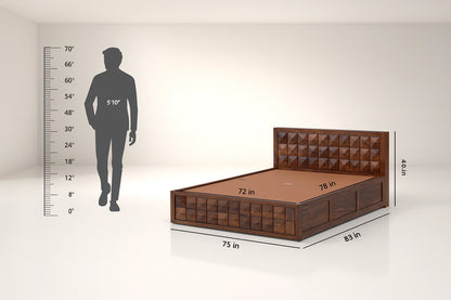 Magadha Wooden King Bed with Hydraulic Storage