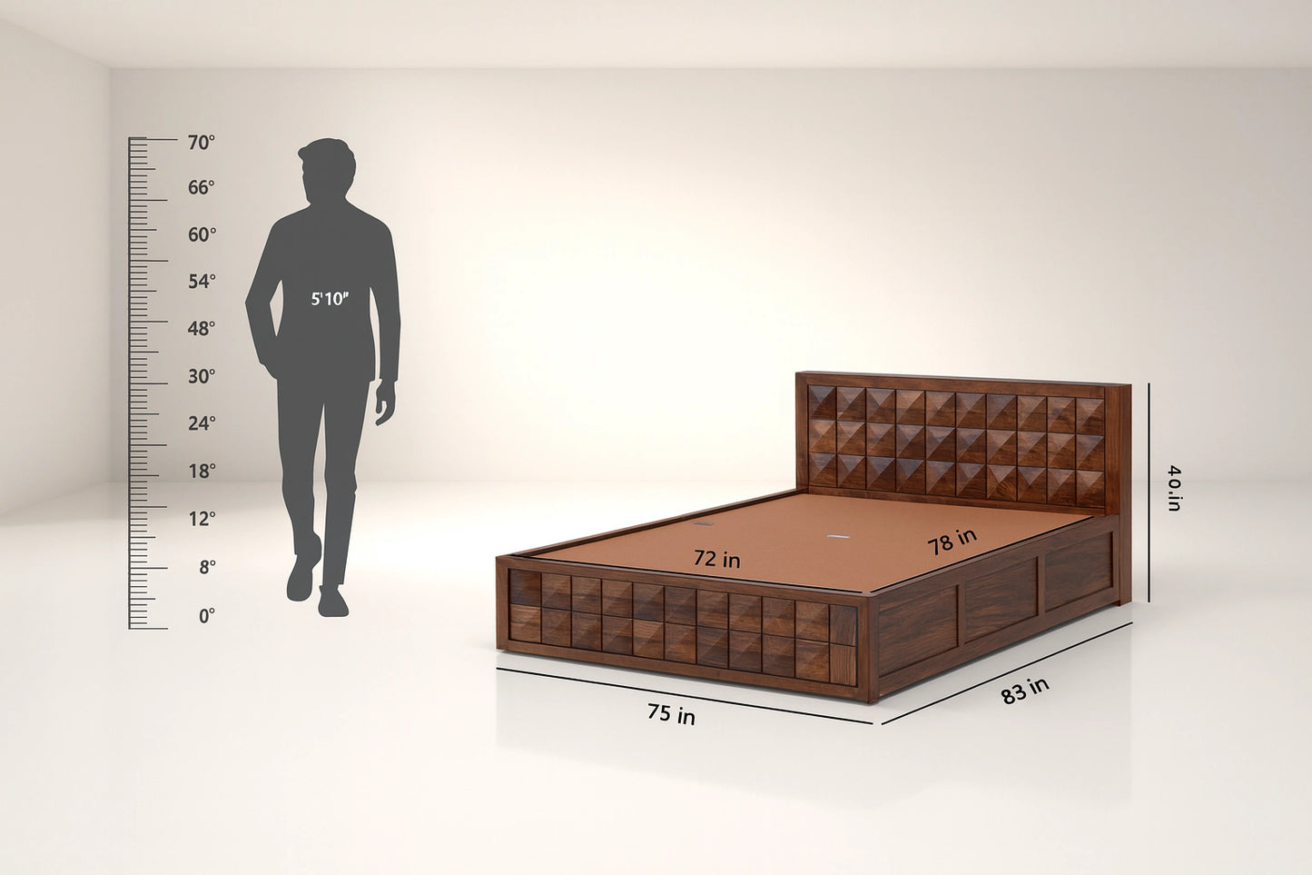 Magadha Wooden Queen Bed With Hydraulic Storage