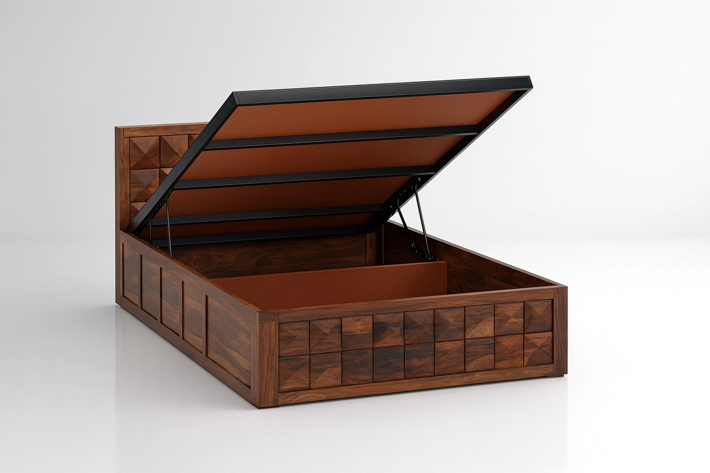 Magadha Wooden King Bed with Hydraulic Storage