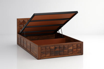 Magadha Wooden Queen Bed With Hydraulic Storage