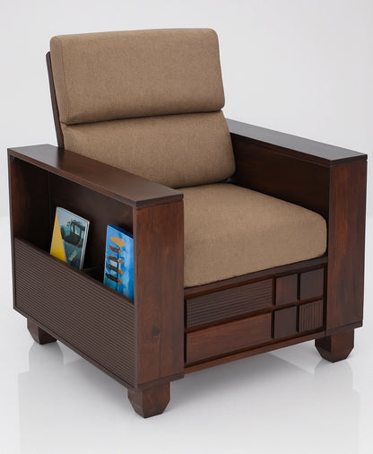Aryvara Sheesham Wooden Single Seater Sofa with cushion