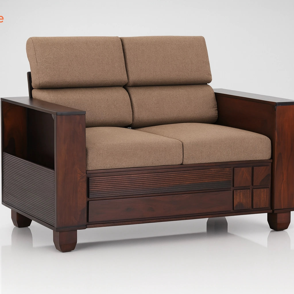 Aryvara Sheesham Wooden 2 Seater Sofa with cushion