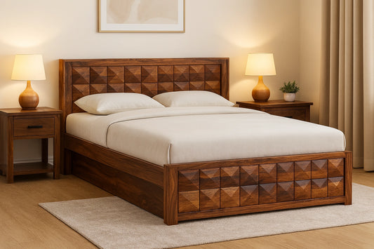 Magadha Wooden Double King Bed Without Storage