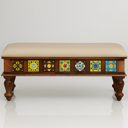 Casa Wooden Dining Table 6 Seater Set with Bench and cushions
