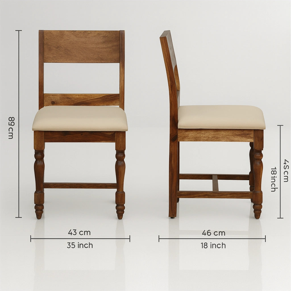 Casa Wooden Dining Table 6 Seater Set with Cushioned Chair