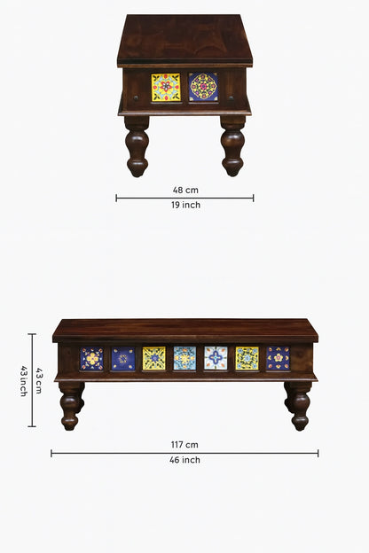 Casa Wooden Dining Table 6 Seater Set with Bench