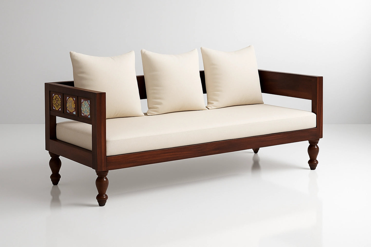 Casa Sheesham Wooden 3 Seater Sofa