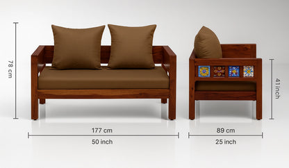 Casa Sheesham Wooden 2 Seater Sofa