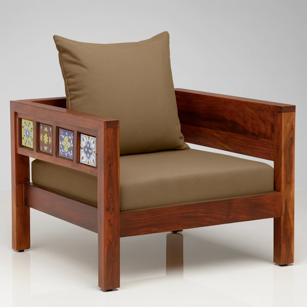 Casa Traditional Sheesham Wood 1 Seater Sofa