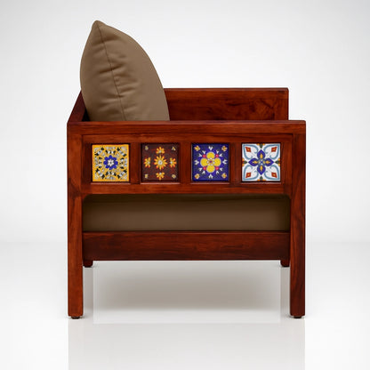 Casa Traditional Sheesham Wood 1 Seater Sofa