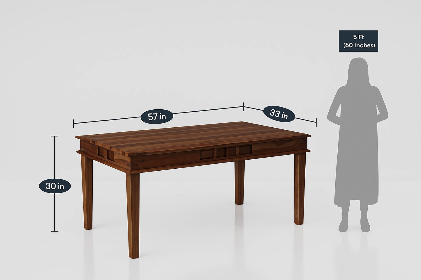 Niwar Wooden Dining Table 6 Seater Set without cushion