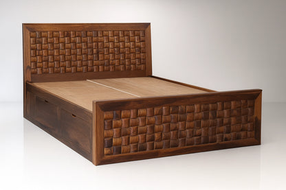 Niwar Solid Wood Queen Sheesham Storage Bed with Drawers
