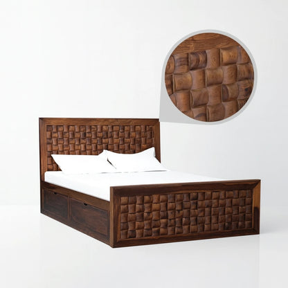 Niwar Solid Wood Queen Sheesham Storage Bed with Drawers