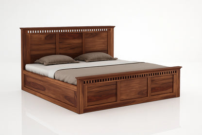 Adolf Sheesham Wooden Queen Bed With Box Storage
