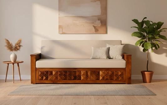 Magadha Wooden Sofa Bed with Storage