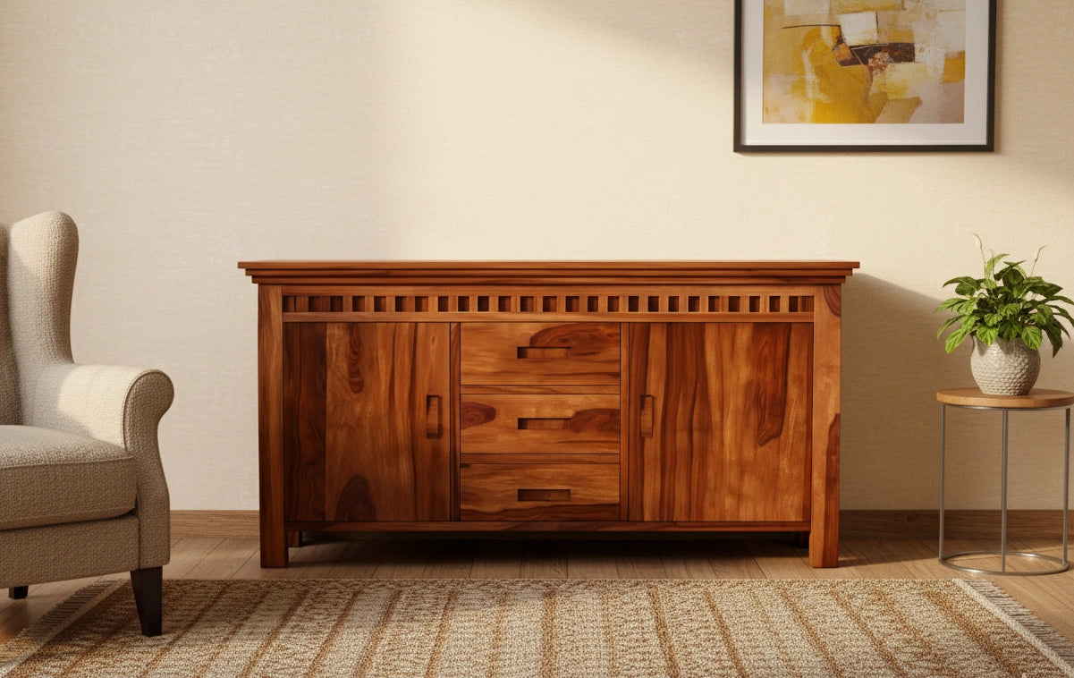 Adolf Sheesham Wooden Sideboard and Cabinet
