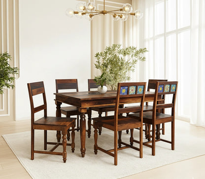 Casa Wooden Dining Table 6 Seater Set