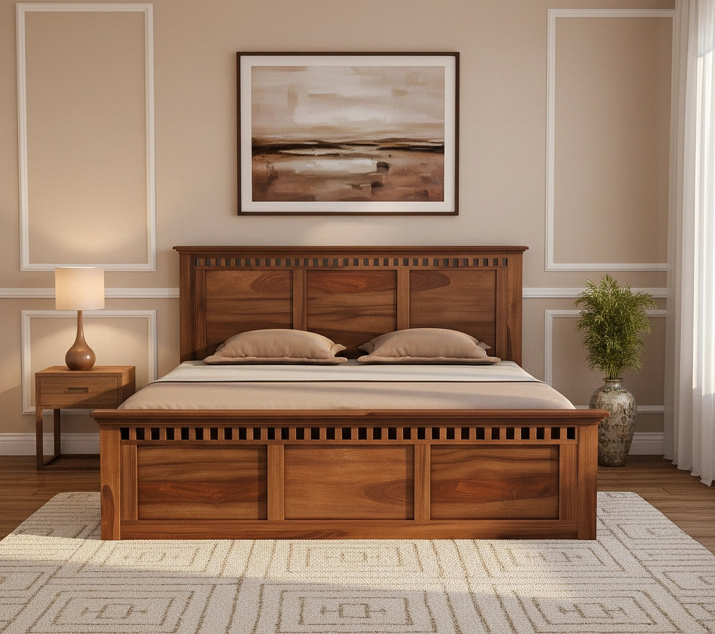 Adolf Sheesham Wooden King Bed with Box Storage