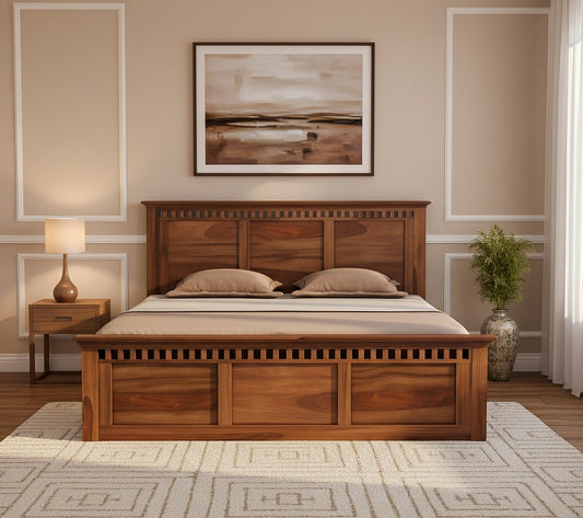 Adolf Sheesham Wooden Queen Bed With Box Storage