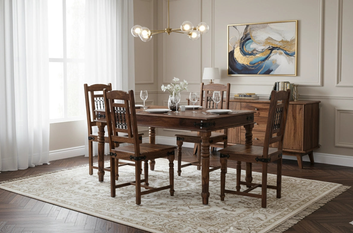 Lexus Wooden Dining Table 4 Seater Set