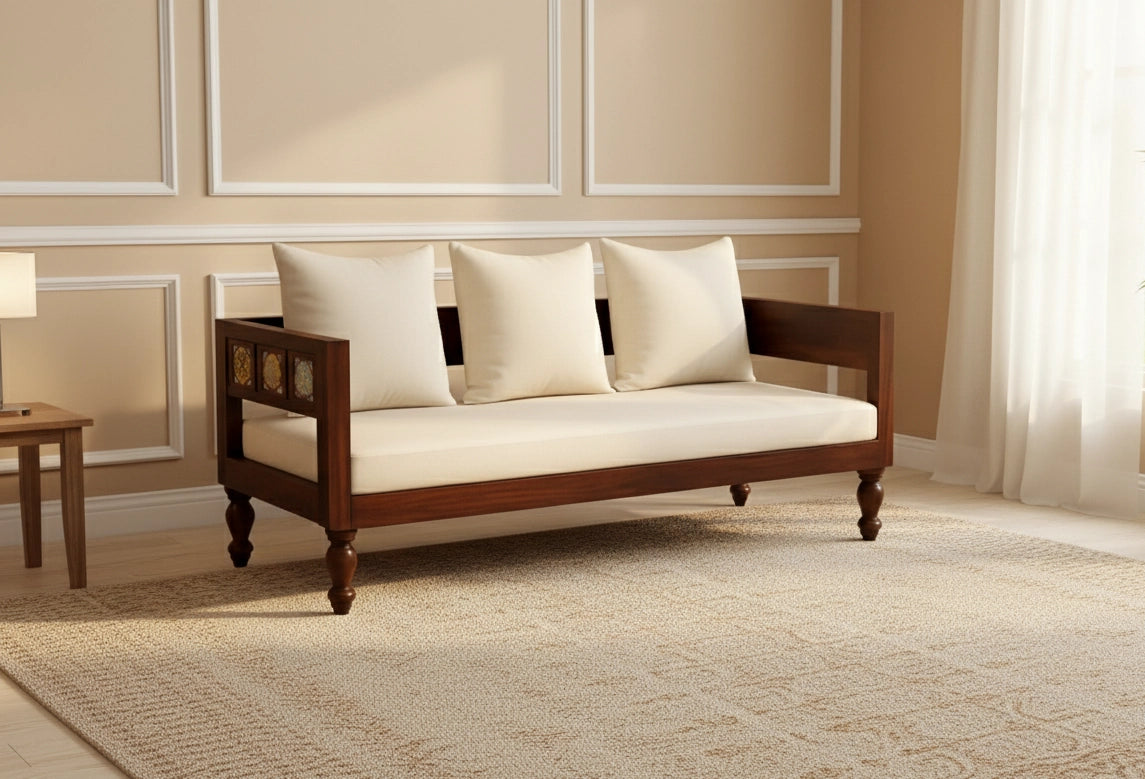 Casa Sheesham Wooden 3 Seater Sofa