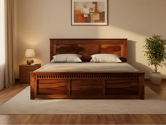 Adolf Sheesham Wooden King Bed without Storage