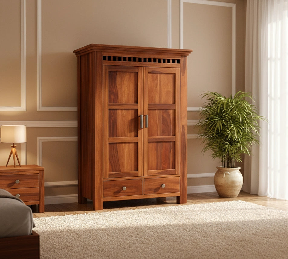 Adolf Wooden 2 Door Medium Size Wardrobe